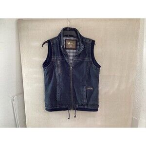 natural reflections vest large denim w/ plaid lining drawstring waist